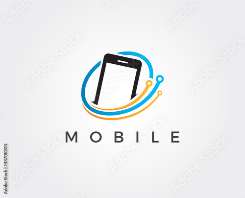 minimal mobile repair logo template - vector illustration