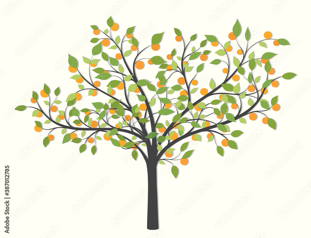 Obraz premium Tree with leaves and red fruit