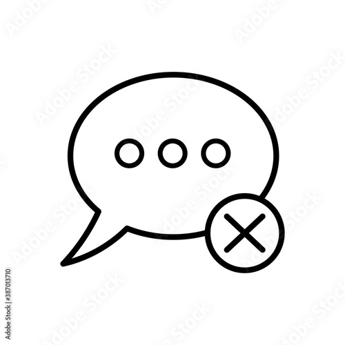 speech bubble with denied symbol line style