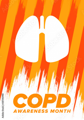 COPD Awareness Month in November. Chronic Obstructive Pulmonary Disease. Celebrated annual in United States. Medical health care and awareness design. Poster, card, banner and background. Vector