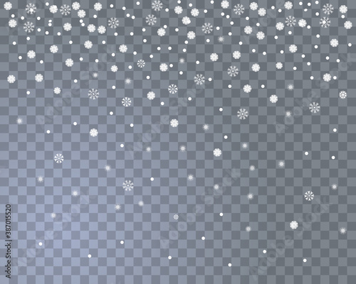 Wallpaper Mural Falling snow on a transparent background. Abstract snow background for your Merry Christmas and Happy New Year design. Vector horizontal illustration Torontodigital.ca