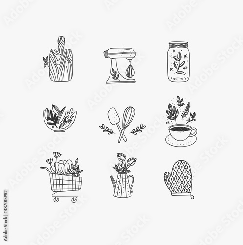 Obraz na płótnie Hand made floral icons kitchen w salonie