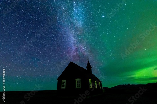 Black Church, Northerlight in Iceland