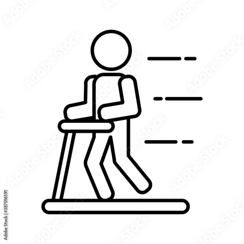 person walking in machine line style icon