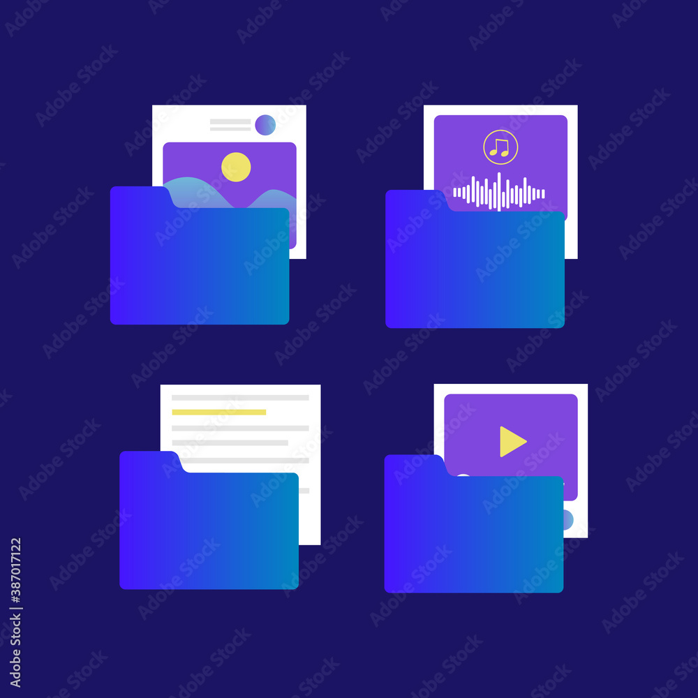 Modern folder multimedia design collection for icon and element design Modern folder multimedia design collection for icon and element design