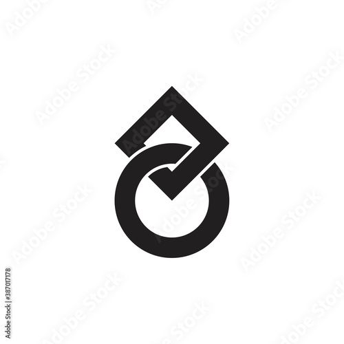 Linked square and circle logo design vector