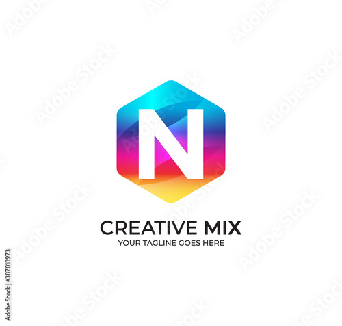 N Alphabet Modern Logo Design Concept