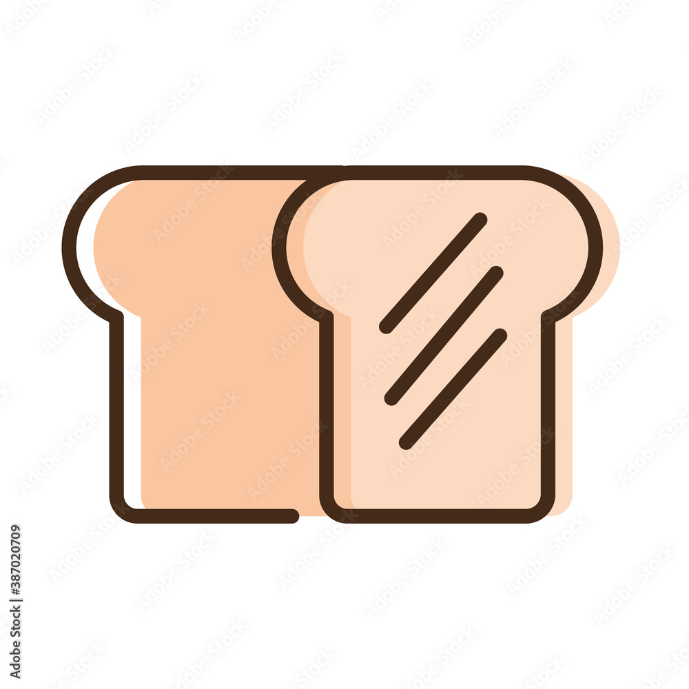 bread sliced pastry bakery line and fill style icon