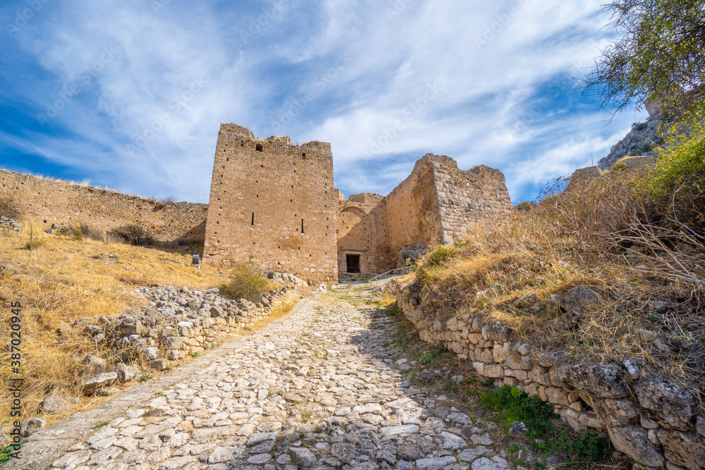 The venetian castle of Akrokorinthos in northern Peloponnese