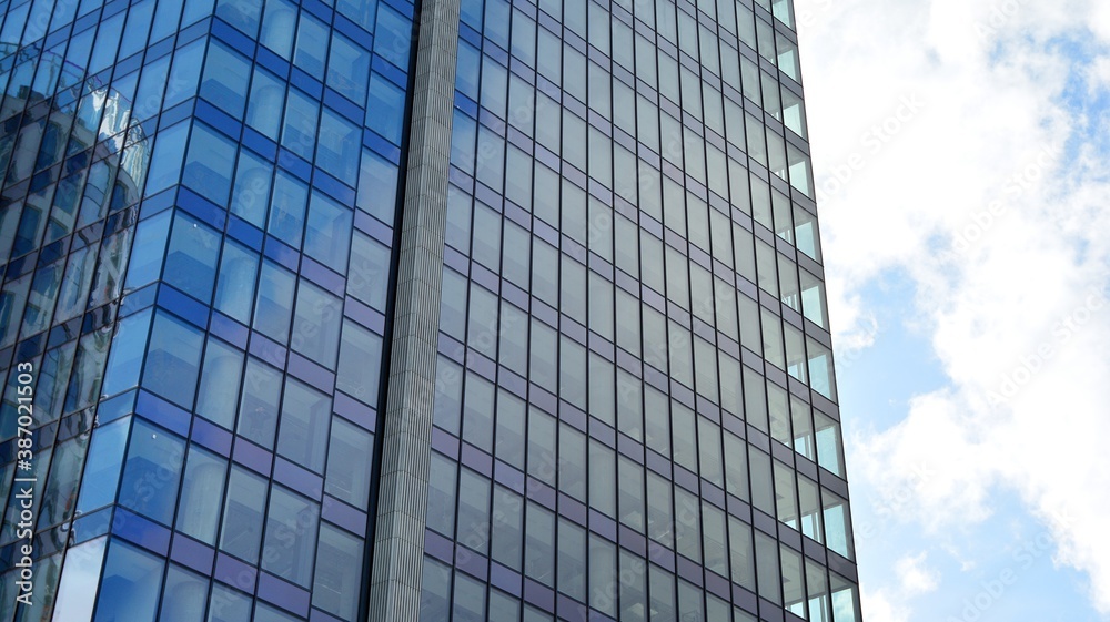 Bottom view of modern office buildings in the business district