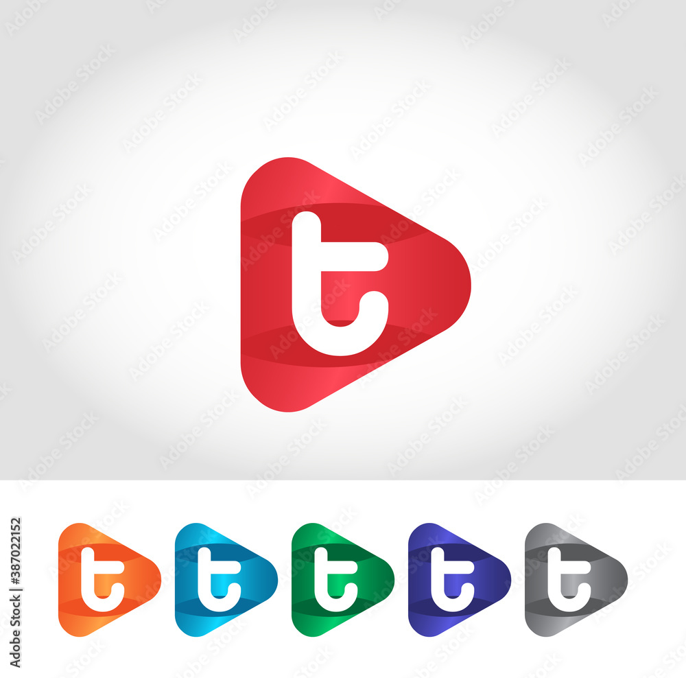 T Alphabet Play Logo Design Concept