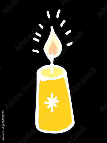 Hand draw vector illustration of candlelight icon, isolated on black background