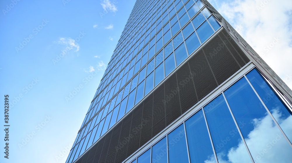 Bottom view of modern office buildings in the business district Bottom view of modern office buildings in the business district