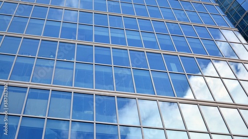 Bottom view of modern office buildings in the business district