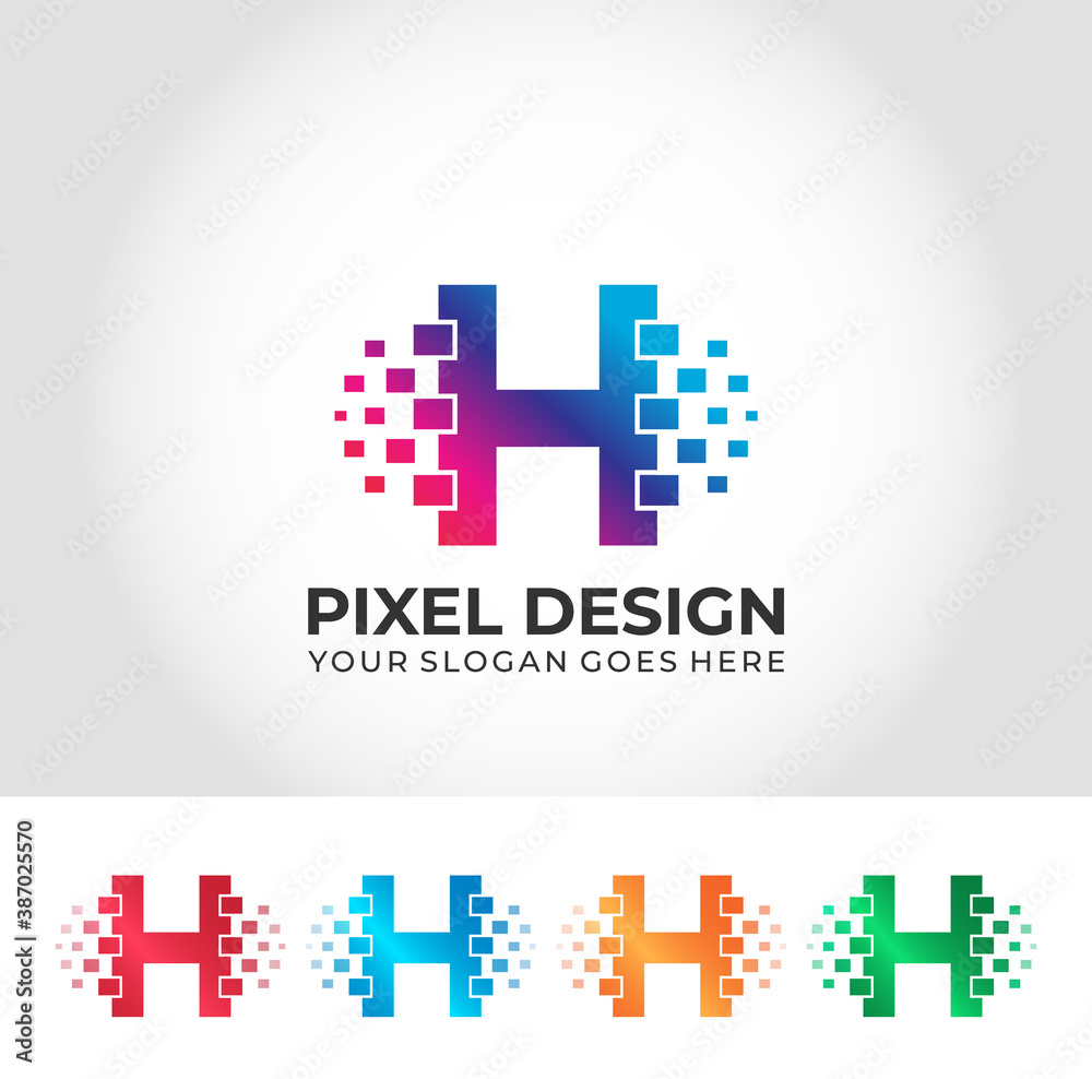 Obraz premium H Pixel Modern Logo Design Concept