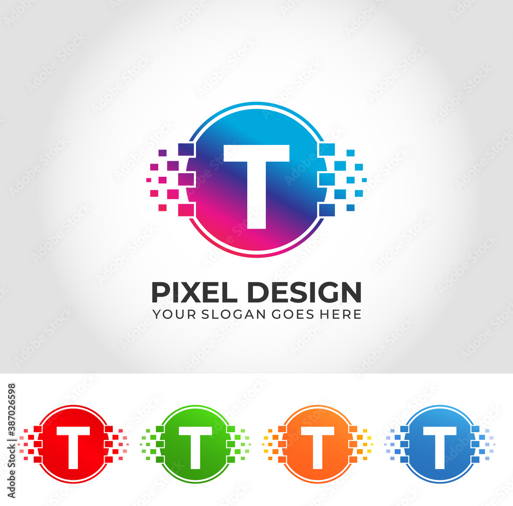 Fototapeta premium T Pixel Logo Design Concept