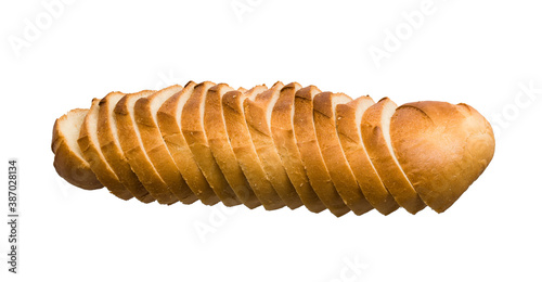 sliced loaf on white isolated background
