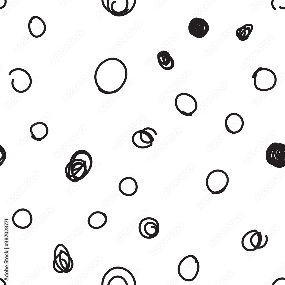 Dots seamless pattern. Hand drawn circles background texture.
