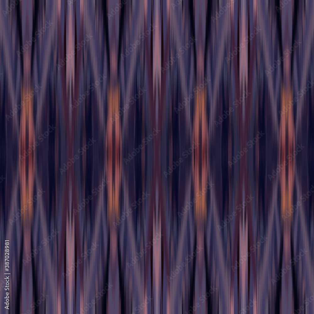 Obraz premium Ikat Abstract Blur Seamless Pattern Ethnic Swatch. High quality illustration. Smudged boho traditional ikat thread design. Fuzzy abstract blobs.