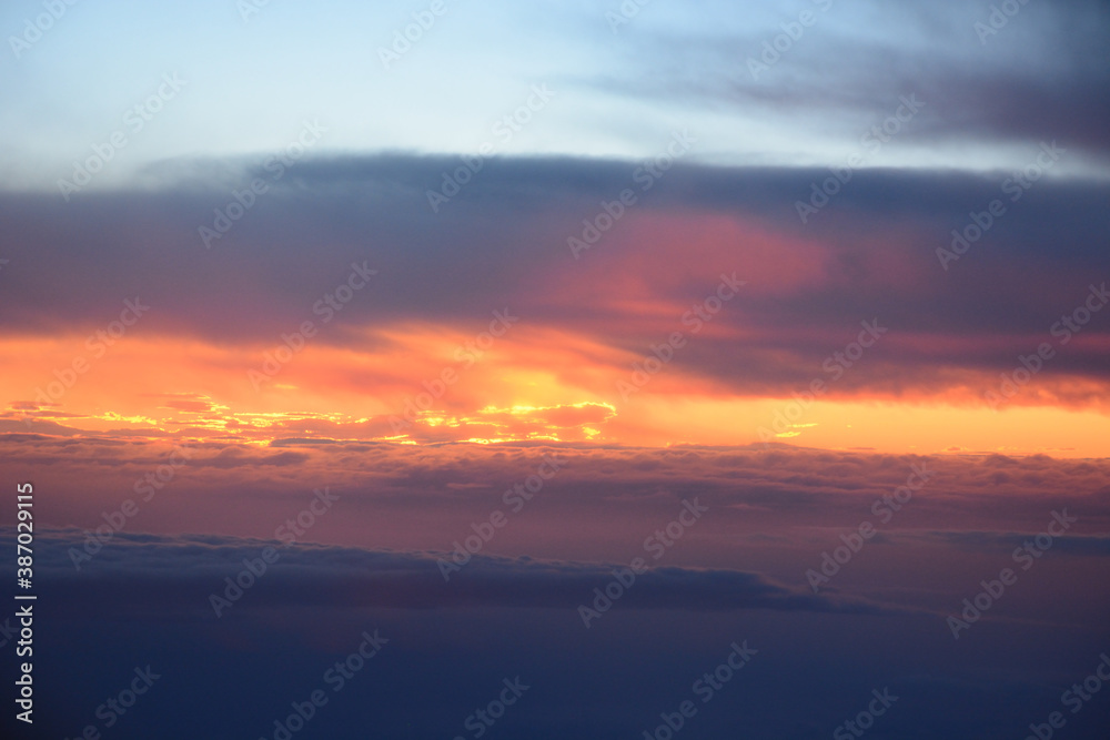 sunset bloody clouds in sky