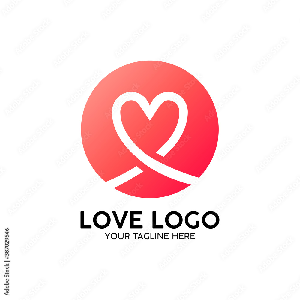 love logo pink modern concept design