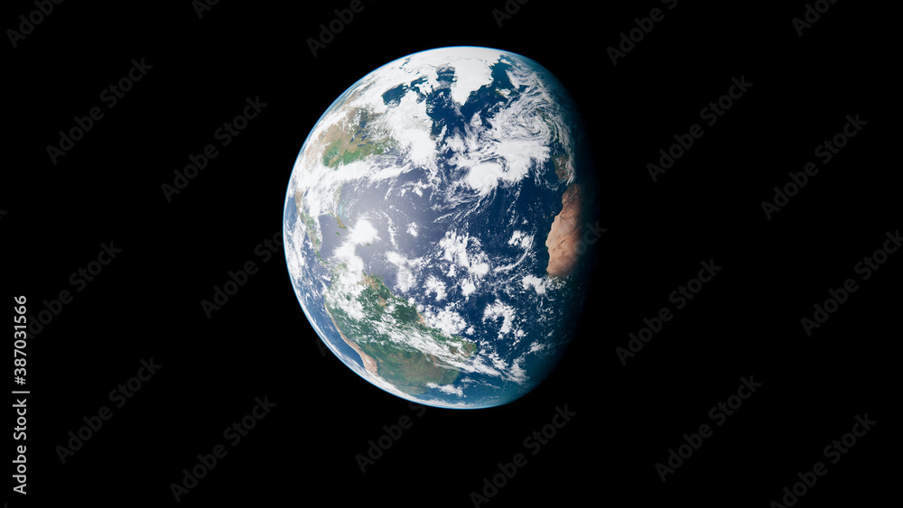 Planet Earth from Space Black Background - Atlantic Ocean and Northern Hemisphere - The Blue Marble - 3D Illustration Planet Earth from Space Black Background - Atlantic Ocean and Northern Hemisphere - The Blue Marble - 3D Illustration