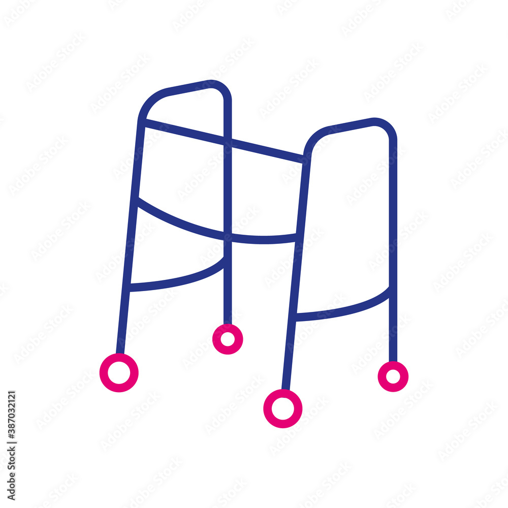Fotografie walker disabled tool line and fill style icon