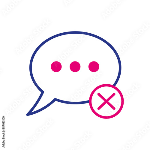 speech bubble with denied symbol line and fill style