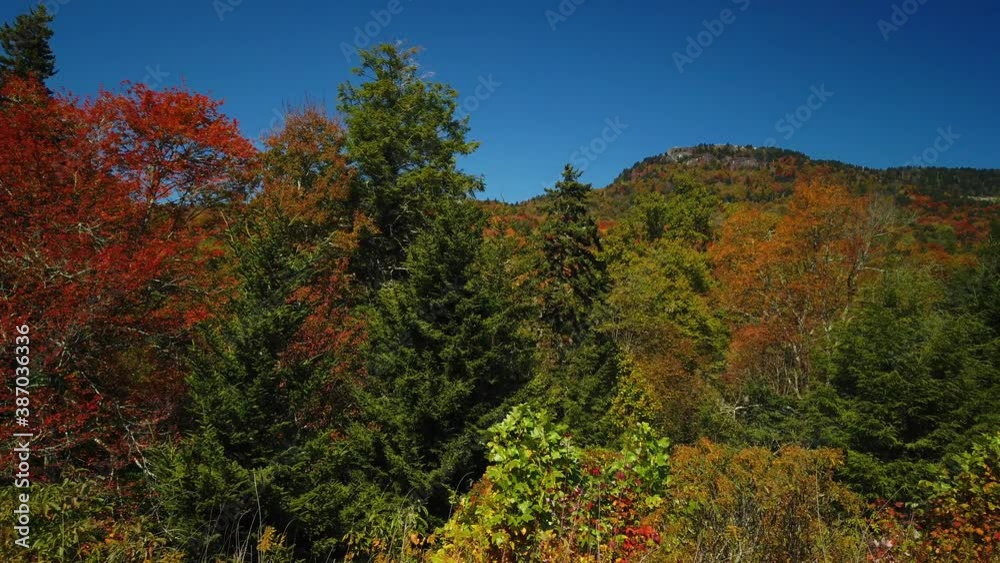 Pan right of the Blue Ridge Parkway mountains bright colors