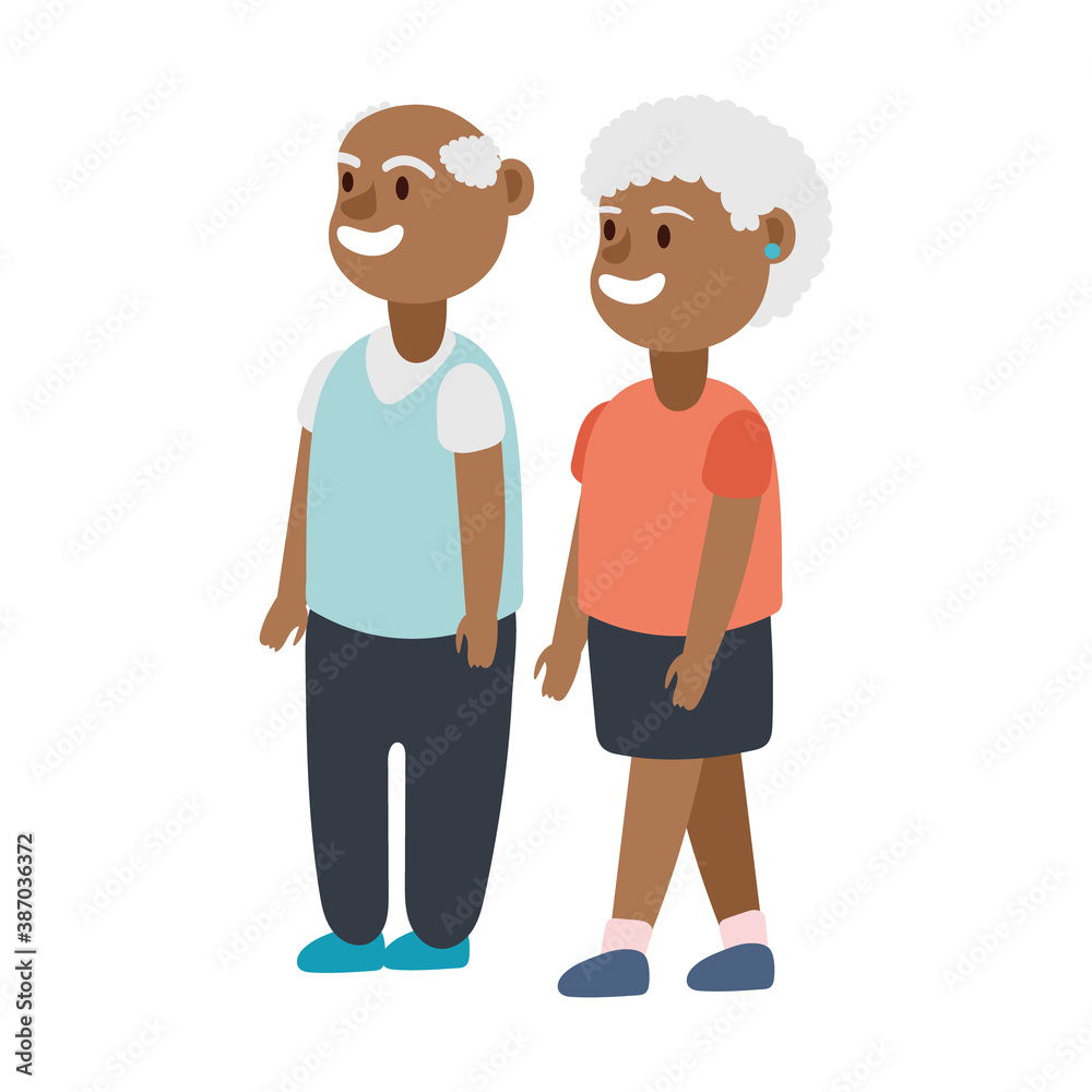 afro old couple persons avatars characters