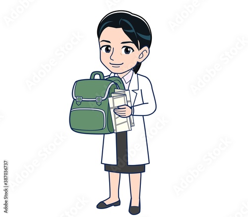 Young female doctor in a white lab coat