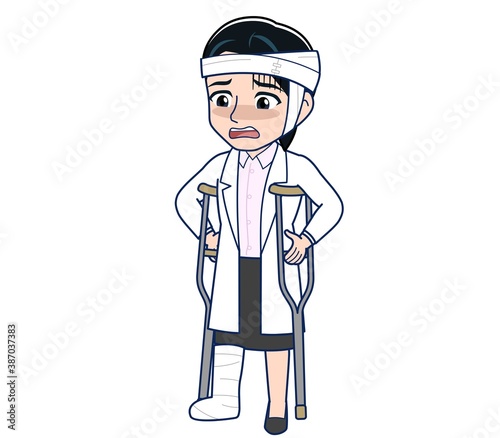 Young female doctor in a white lab coat