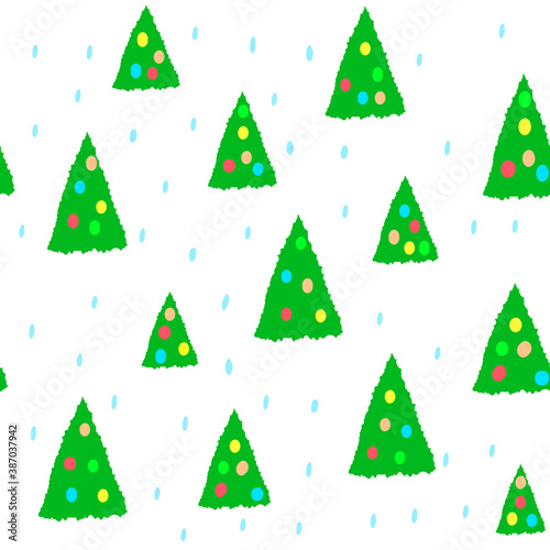 Seamless hand drawn pattern for christmass or new year with pine tree and snow on purple background,template for textile,wallpaper,packaging and wrapping paper,cover design,holiday decoration