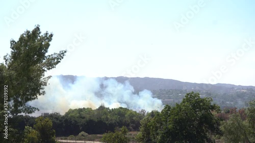 smoke plume from a large scale brush fire photo