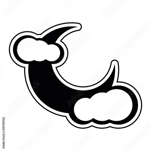 Moon and clouds. Halloween season icon - Vector