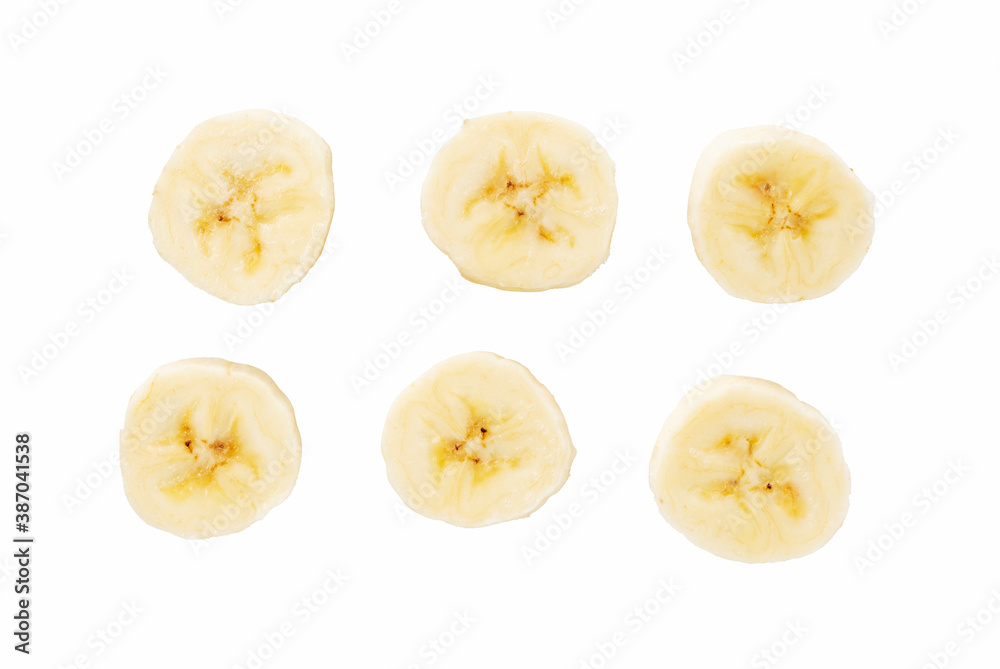 Sliced bananas on a white background Sliced bananas on a white background