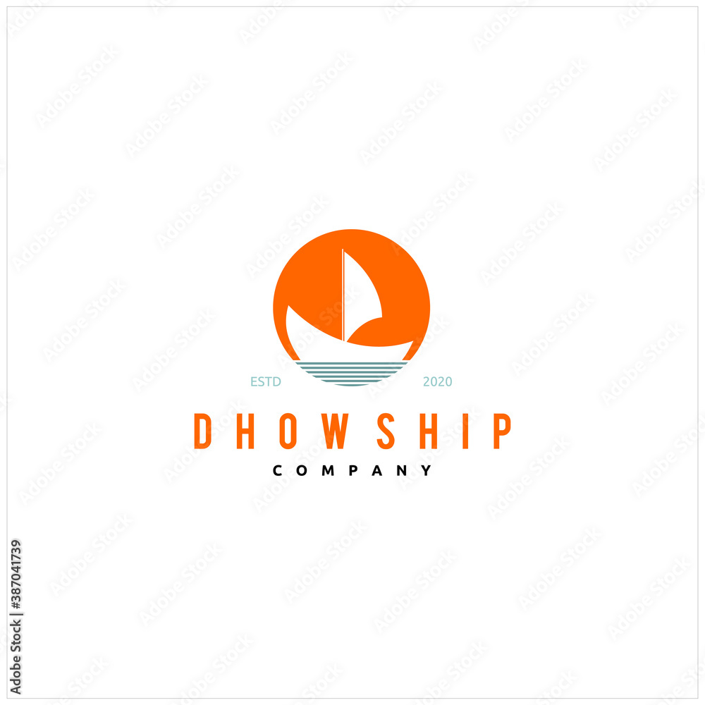 Silhouette of Dhow Ship Logo Design, Traditional Sailboat from Asia and Africa Silhouette of Dhow Ship Logo Design, Traditional Sailboat from Asia and Africa