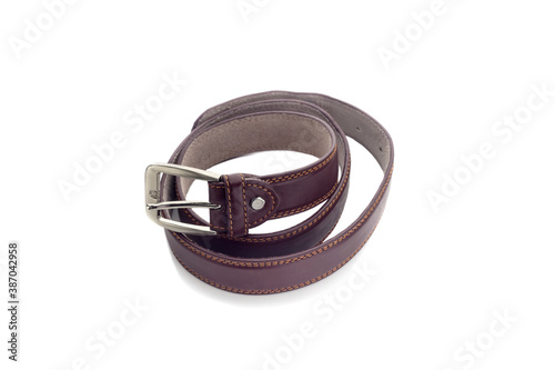Male, stylish, new, brown belt close-up