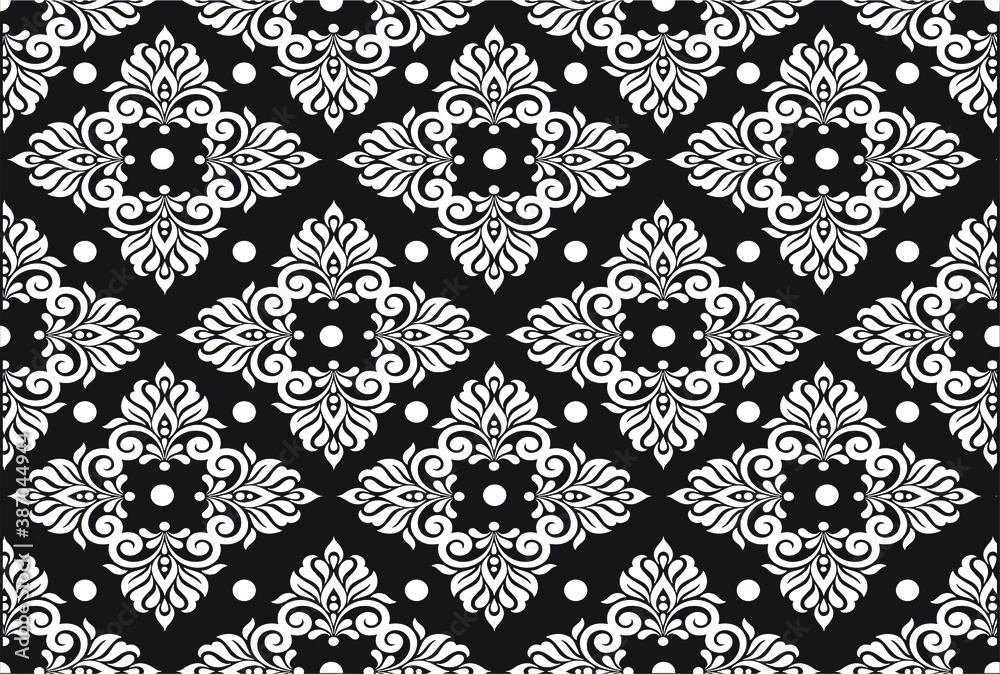 Indonesian batik motif (BLACK WHITE) with a very distinctive and exclusive. for the background. Vector EPS 10