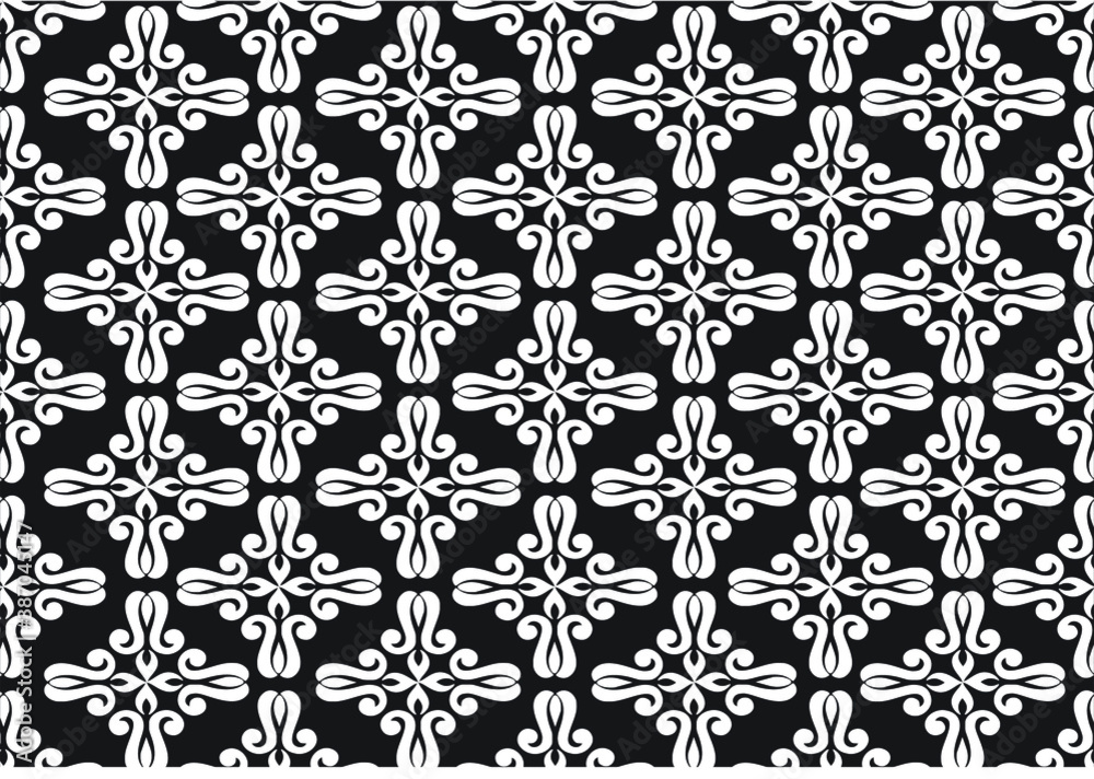 Indonesian batik motif (BLACK WHITE) with a very distinctive and exclusive. for the background. Vector EPS 10