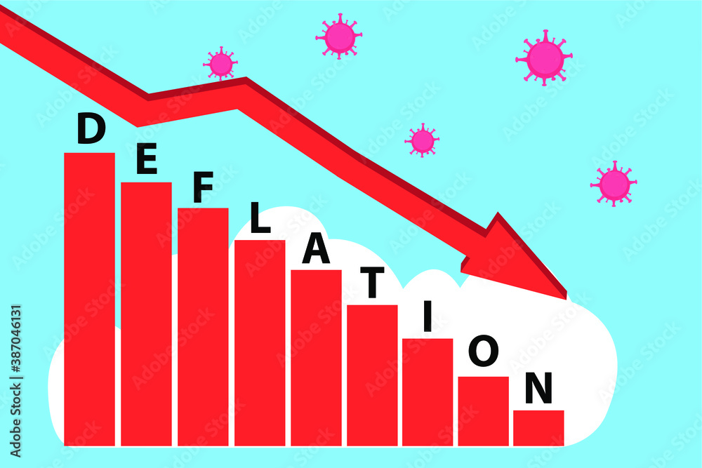 Deflation vector concept: Declining deflation financial graph caused by coronavirus Deflation vector concept: Declining deflation financial graph caused by coronavirus