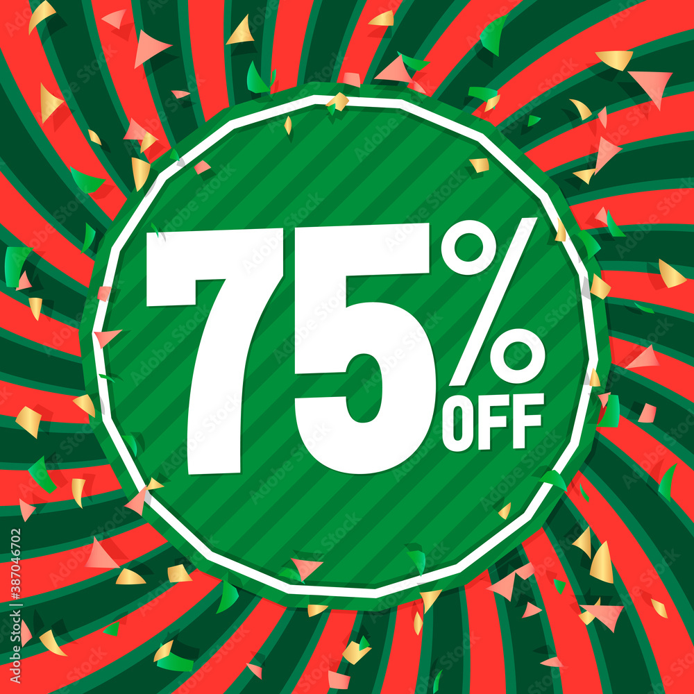 Sale 75% off, poster design template, discount banner, best offer, final deal, vector illustration Sale 75% off, poster design template, discount banner, best offer, final deal, vector illustration