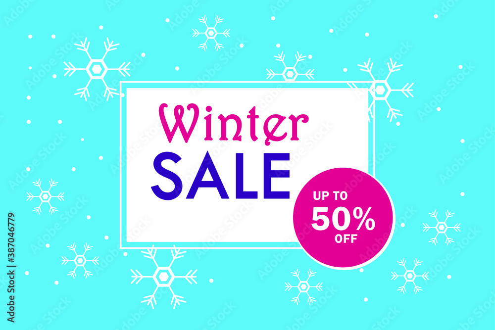 Winter sale vector concept: Winter sale banner with big discount