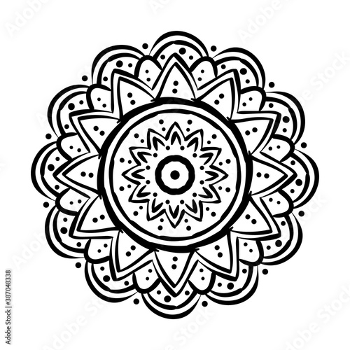 mandala floral ethnicity monochrome isolated icon