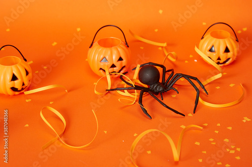 Halloween decoration pumpkin ghost and spider photo