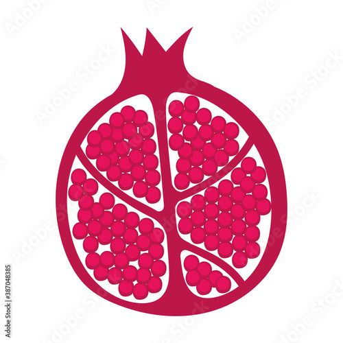 half pomegranate fruit fresh nature icon