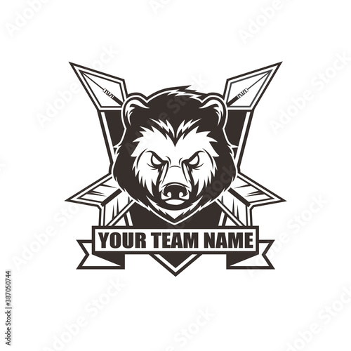 ector logo, badge, symbol, icon template design with Bear Theme
