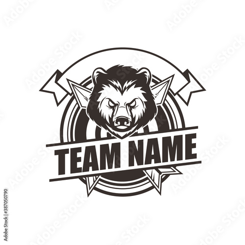 Vector logo, badge, symbol, icon template design with Wild BearTheme

