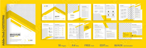 Brochure template layout design, minimal business brochure orange color shape design, annual report, company profile, editable template layout.