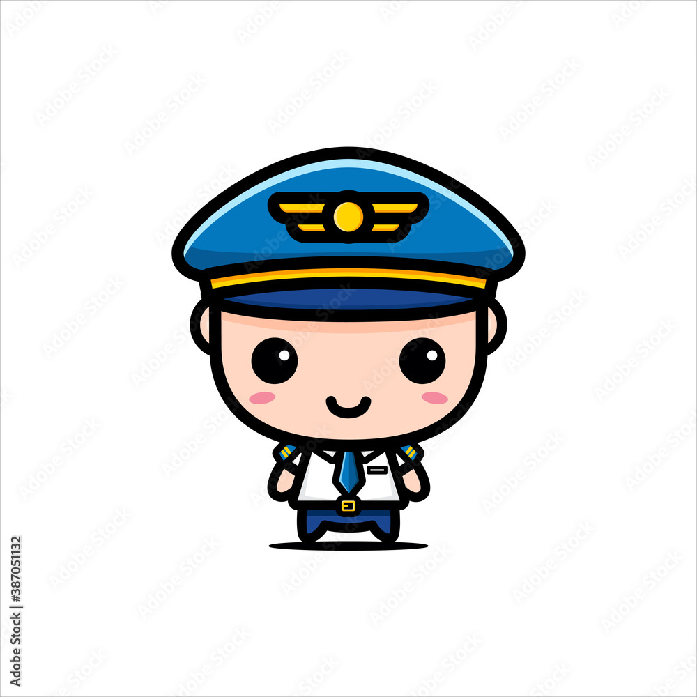cute pilot character vector design